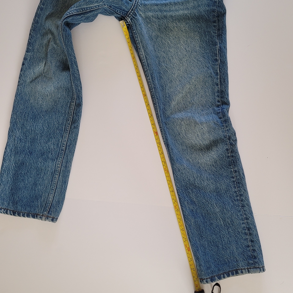 Reformation Cynthia Mushroom Embroidered High Rise Straight Medium Wash Jeans 24 - Picture 9 of 11